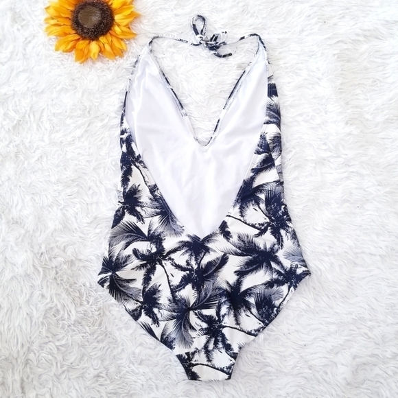 ONIA Nina Halter Black Palms One Piece Swimsuit - Picture 4 of 7